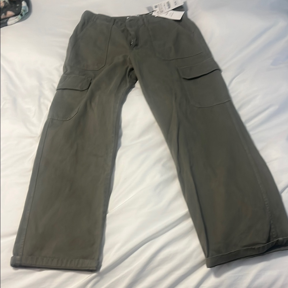 Zara Olive Wide-Leg Cargo Pants